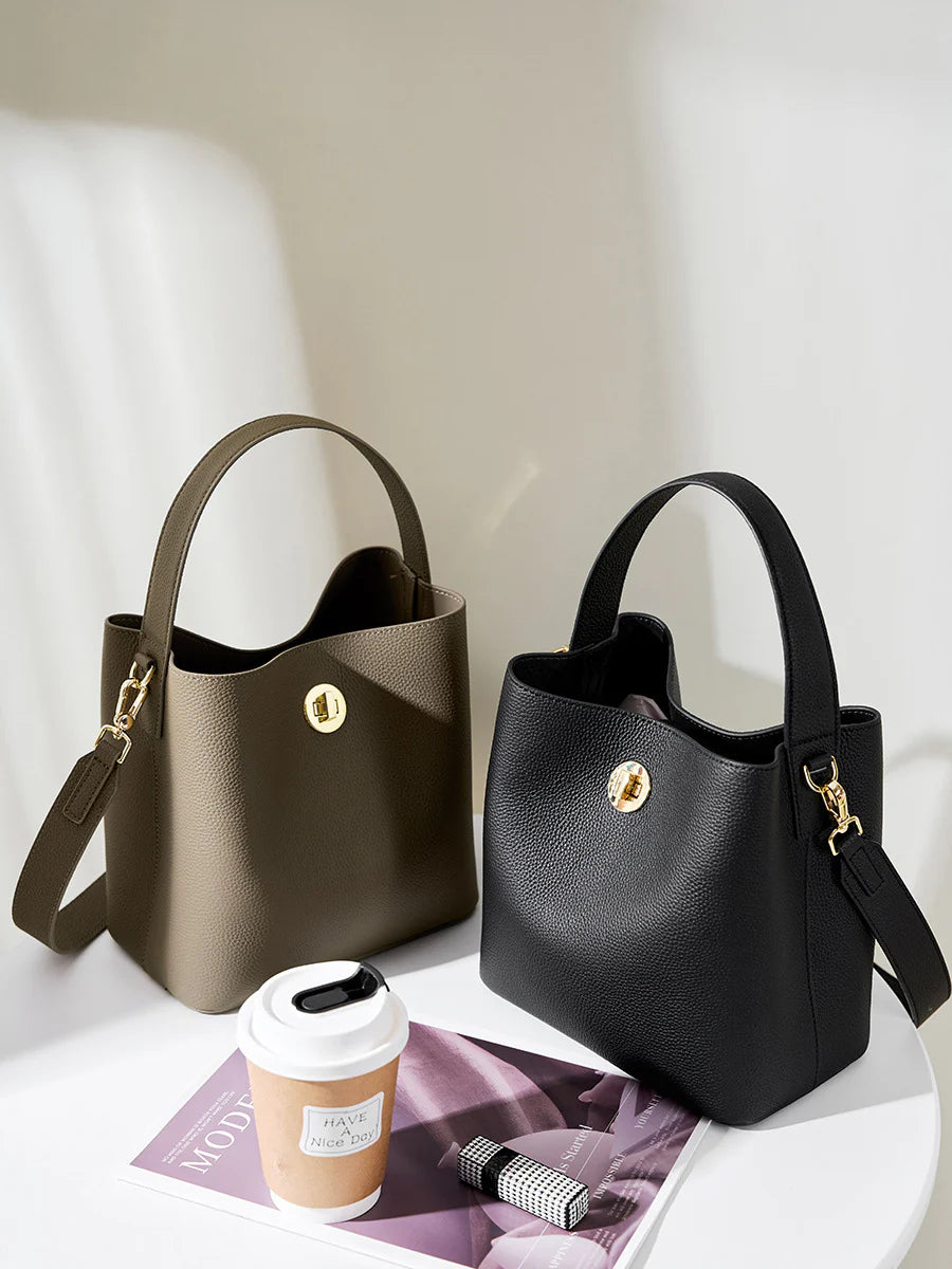 Borsa a tracolla a secchiello moda minimalista da donna