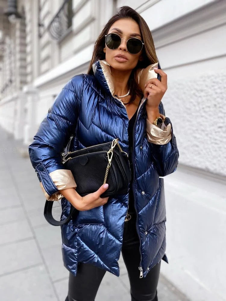 Piumino Donna Reversibile con Collo Alto 🇮🇹